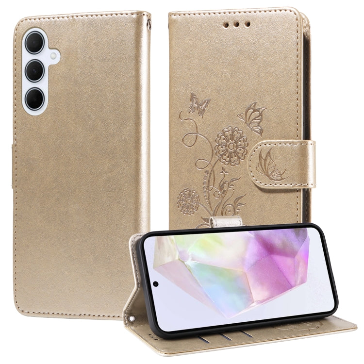 Custodia per telefono in pelle con fiori di farfalla in rilievo, For Galaxy A55 5G, For Galaxy A35 5G, For Galaxy A05, For Galaxy A05s
