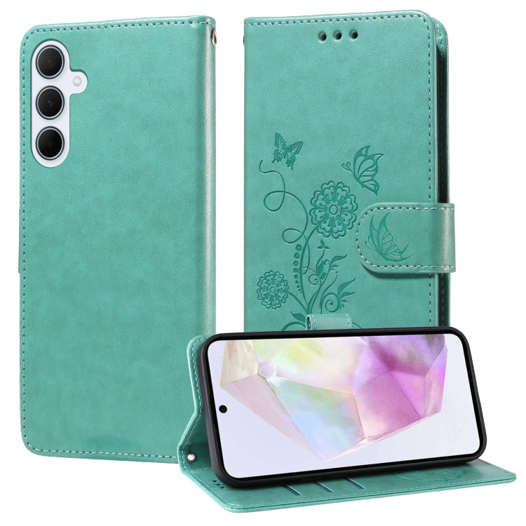 Custodia per telefono in pelle con fiori di farfalla in rilievo, For Galaxy A55 5G, For Galaxy A35 5G, For Galaxy A05, For Galaxy A05s