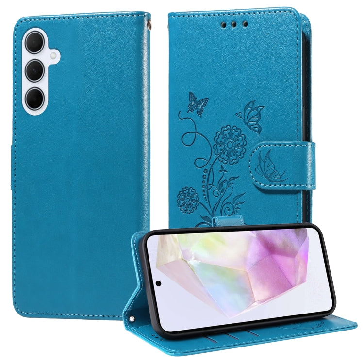 Custodia per telefono in pelle con fiori di farfalla in rilievo, For Galaxy A55 5G, For Galaxy A35 5G, For Galaxy A05, For Galaxy A05s