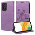 Custodia per telefono in pelle con fiori di farfalla in rilievo, For Galaxy A12 4G / 5G, For Galaxy A13 4G / 5G, For Galaxy A53 5G, For Galaxy A73 5G