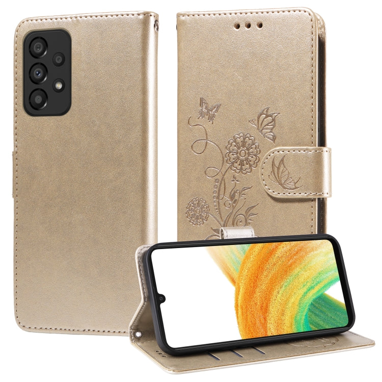 Custodia per telefono in pelle con fiori di farfalla in rilievo, For Galaxy A12 4G / 5G, For Galaxy A13 4G / 5G, For Galaxy A53 5G, For Galaxy A73 5G