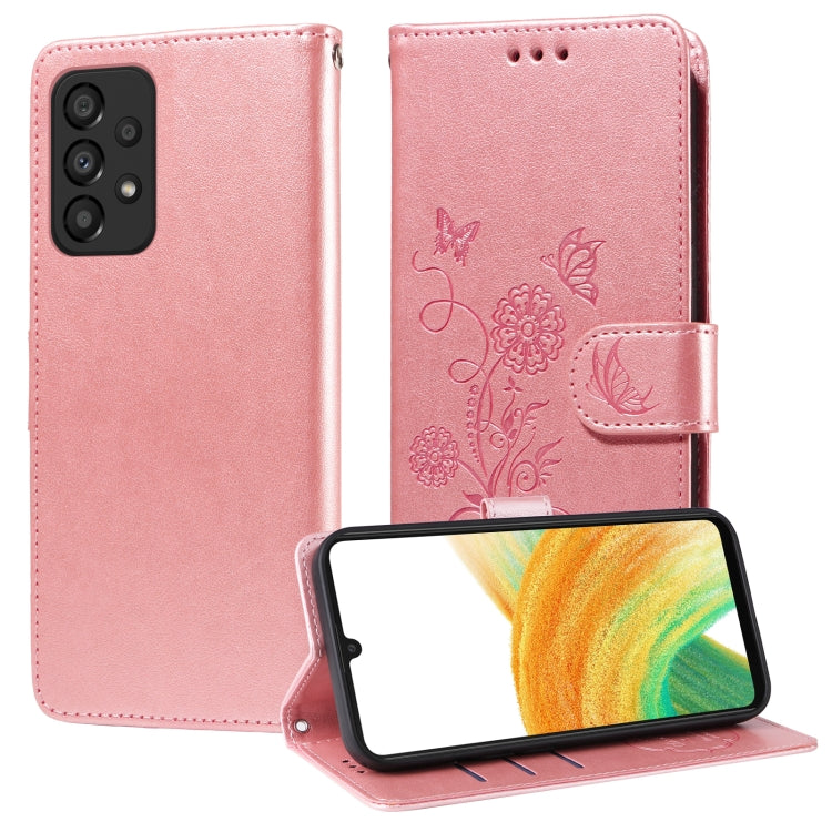 Custodia per telefono in pelle con fiori di farfalla in rilievo, For Galaxy A12 4G / 5G, For Galaxy A13 4G / 5G, For Galaxy A53 5G, For Galaxy A73 5G