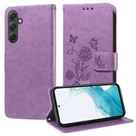 Custodia per telefono in pelle con fiori di farfalla in rilievo, For Galaxy A14 4G / 5G, For Galaxy A24 5G, For Galaxy A34 5G, For Galaxy A54 5G