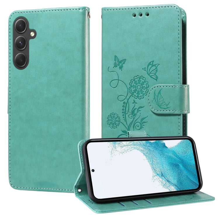 Custodia per telefono in pelle con fiori di farfalla in rilievo, For Galaxy A14 4G / 5G, For Galaxy A24 5G, For Galaxy A34 5G, For Galaxy A54 5G