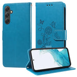 Custodia per telefono in pelle con fiori di farfalla in rilievo, For Galaxy A14 4G / 5G, For Galaxy A24 5G, For Galaxy A34 5G, For Galaxy A54 5G