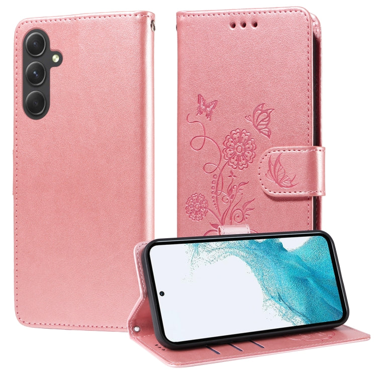 Custodia per telefono in pelle con fiori di farfalla in rilievo, For Galaxy A14 4G / 5G, For Galaxy A24 5G, For Galaxy A34 5G, For Galaxy A54 5G
