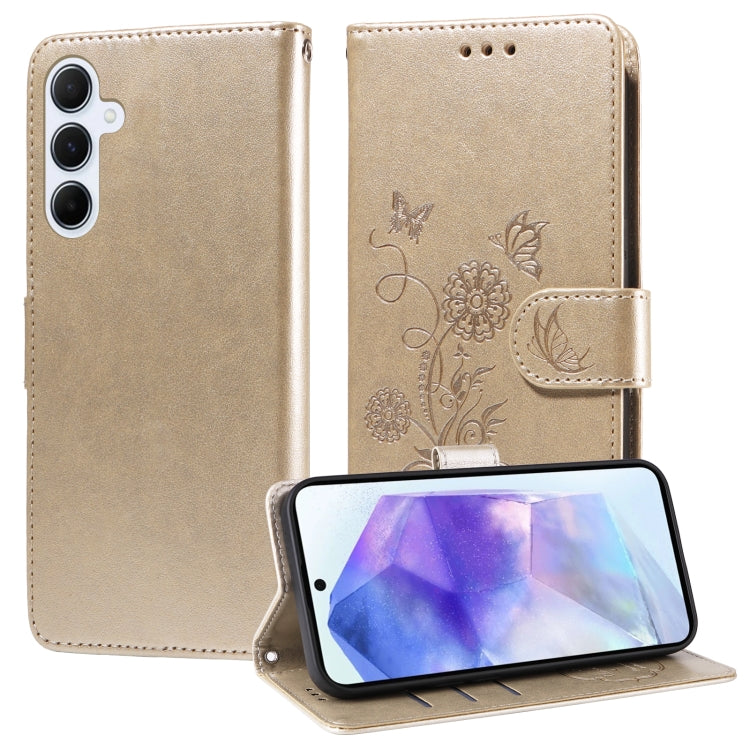 Custodia per telefono in pelle con fiori di farfalla in rilievo, For Galaxy A55 5G, For Galaxy A35 5G, For Galaxy A05, For Galaxy A05s