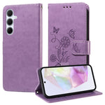 Custodia per telefono in pelle con fiori di farfalla in rilievo, For Galaxy A06 4G / 5G, For Galaxy A36 5G / A56 5G, For Galaxy A06, For Galaxy A15 4G / 5G