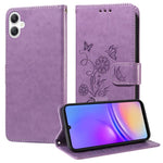 Custodia per telefono in pelle con fiori di farfalla in rilievo, For Galaxy A06 4G / 5G, For Galaxy A36 5G / A56 5G, For Galaxy A06, For Galaxy A15 4G / 5G