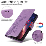 Custodia per telefono in pelle con fiori di farfalla in rilievo, For Galaxy A57 5G, For Galaxy A37 5G, For Galaxy A27 5G, For Galaxy A17 / A26 / A16 5G