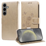 Custodia per telefono in pelle con fiori di farfalla in rilievo, For Galaxy S25 Ultra 5G, For Galaxy S24 FE 5G, For Galaxy S24 Ultra 5G, For Galaxy S24+ 5G