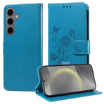 Custodia per telefono in pelle con fiori di farfalla in rilievo, For Galaxy S25 Ultra 5G, For Galaxy S24 FE 5G, For Galaxy S24 Ultra 5G, For Galaxy S24+ 5G
