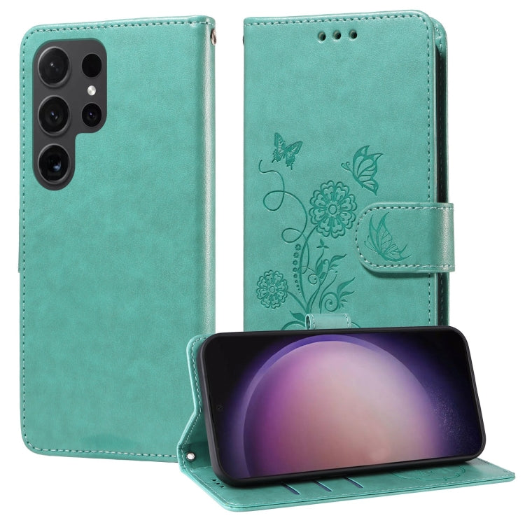 Custodia per telefono in pelle con fiori di farfalla in rilievo, For Galaxy S25 Ultra 5G, For Galaxy S24 FE 5G, For Galaxy S24 Ultra 5G, For Galaxy S24+ 5G