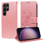 Custodia per telefono in pelle con fiori di farfalla in rilievo, For Galaxy S25 Ultra 5G, For Galaxy S24 FE 5G, For Galaxy S24 Ultra 5G, For Galaxy S24+ 5G