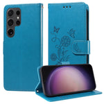 Custodia per telefono in pelle con fiori di farfalla in rilievo, For Galaxy S24 5G, For Galaxy S23 FE 5G, For Galaxy S23 Ultra 5G, For Galaxy S23+ 5G