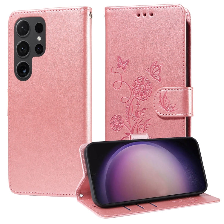 Custodia per telefono in pelle con fiori di farfalla in rilievo, For Galaxy S24 5G, For Galaxy S23 FE 5G, For Galaxy S23 Ultra 5G, For Galaxy S23+ 5G
