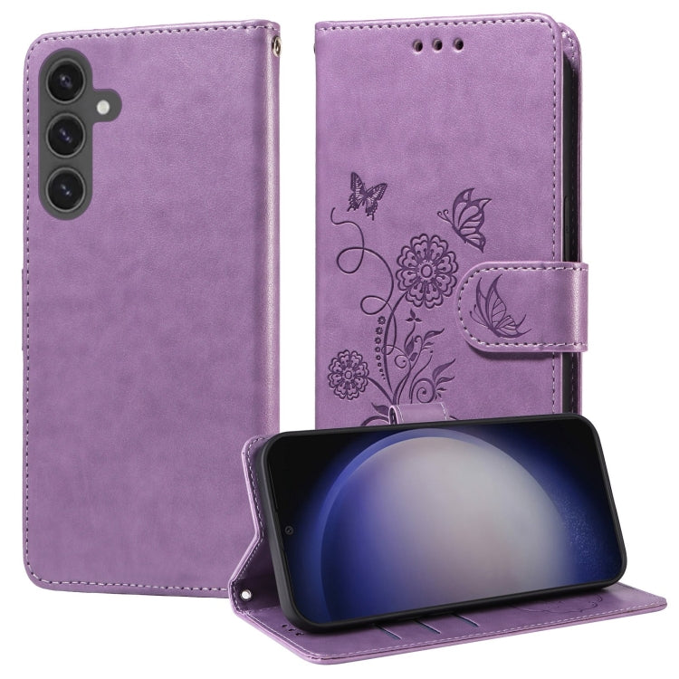 Custodia per telefono in pelle con fiori di farfalla in rilievo, For Galaxy S24 5G, For Galaxy S23 FE 5G, For Galaxy S23 Ultra 5G, For Galaxy S23+ 5G