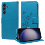 Custodia per telefono in pelle con fiori di farfalla in rilievo, For Galaxy S24 5G, For Galaxy S23 FE 5G, For Galaxy S23 Ultra 5G, For Galaxy S23+ 5G