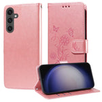Custodia per telefono in pelle con fiori di farfalla in rilievo, For Galaxy S24 5G, For Galaxy S23 FE 5G, For Galaxy S23 Ultra 5G, For Galaxy S23+ 5G
