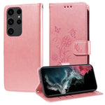 Custodia per telefono in pelle con fiori di farfalla in rilievo, For Galaxy S23 5G, For Galaxy S20 FE, For Galaxy S22 Ultra 5G, For Galaxy S22+ 5G