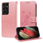 Custodia per telefono in pelle con fiori di farfalla in rilievo, For Galaxy S21 Ultra 5G, For Galaxy S20 Ultra, For Galaxy S20, For Galaxy S20+