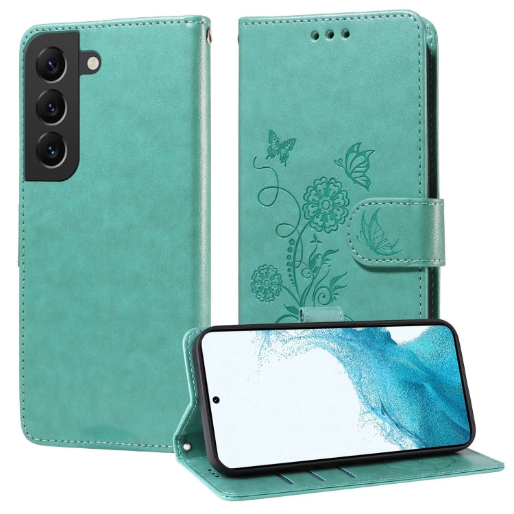 Custodia per telefono in pelle con fiori di farfalla in rilievo, For Galaxy S22 5G, For Galaxy S21 FE 5G, For Galaxy S21 5G, For Samsung Galaxy S21+ 5G