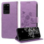 Custodia per telefono in pelle con fiori di farfalla in rilievo, For Galaxy S21 Ultra 5G, For Galaxy S20 Ultra, For Galaxy S20, For Galaxy S20+