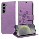 Custodia per telefono in pelle con fiori di farfalla in rilievo, For Galaxy S26 5G, For Galaxy S25 Edge 5G, For Galaxy S25 5G, For Galaxy S25+ 5G