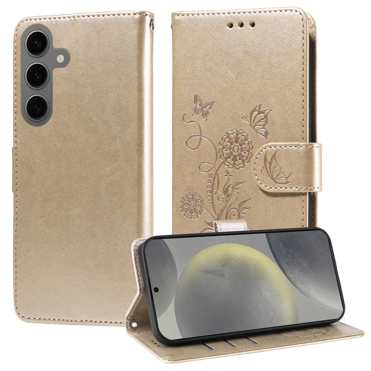 Custodia per telefono in pelle con fiori di farfalla in rilievo, For Galaxy S26 5G, For Galaxy S25 Edge 5G, For Galaxy S25 5G, For Galaxy S25+ 5G