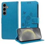 Custodia per telefono in pelle con fiori di farfalla in rilievo, For Galaxy S26 5G, For Galaxy S25 Edge 5G, For Galaxy S25 5G, For Galaxy S25+ 5G