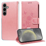 Custodia per telefono in pelle con fiori di farfalla in rilievo, For Galaxy S26 5G, For Galaxy S25 Edge 5G, For Galaxy S25 5G, For Galaxy S25+ 5G