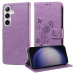 Custodia per telefono in pelle con fiori di farfalla in rilievo, For Galaxy S26 5G, For Galaxy S25 Edge 5G, For Galaxy S25 5G, For Galaxy S25+ 5G