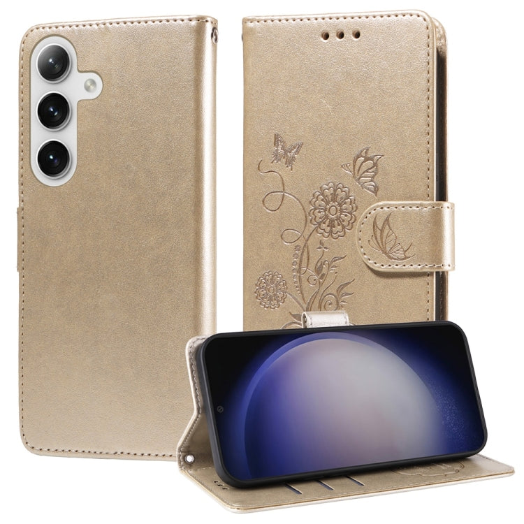 Custodia per telefono in pelle con fiori di farfalla in rilievo, For Galaxy S26 5G, For Galaxy S25 Edge 5G, For Galaxy S25 5G, For Galaxy S25+ 5G