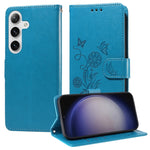 Custodia per telefono in pelle con fiori di farfalla in rilievo, For Galaxy S26 5G, For Galaxy S25 Edge 5G, For Galaxy S25 5G, For Galaxy S25+ 5G