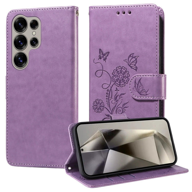 Custodia per telefono in pelle con fiori di farfalla in rilievo, For Galaxy S25 Ultra 5G, For Galaxy S24 FE 5G, For Galaxy S24 Ultra 5G, For Galaxy S24+ 5G