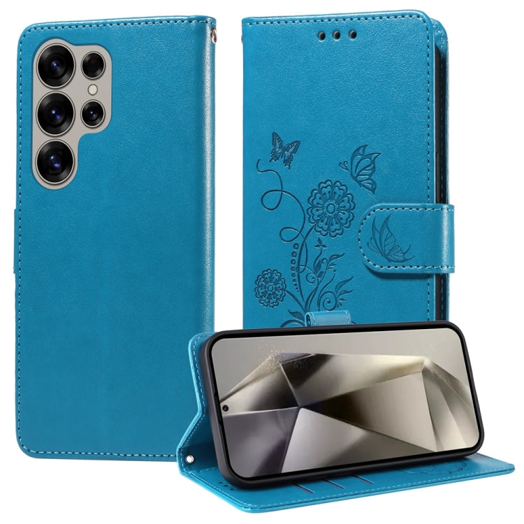 Custodia per telefono in pelle con fiori di farfalla in rilievo, For Galaxy S25 Ultra 5G, For Galaxy S24 FE 5G, For Galaxy S24 Ultra 5G, For Galaxy S24+ 5G
