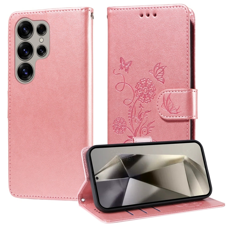 Custodia per telefono in pelle con fiori di farfalla in rilievo, For Galaxy S25 Ultra 5G, For Galaxy S24 FE 5G, For Galaxy S24 Ultra 5G, For Galaxy S24+ 5G