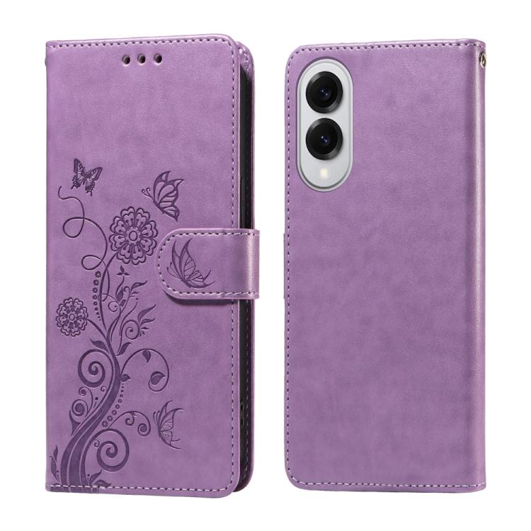 Custodia per telefono in pelle con fiori di farfalla in rilievo, For Galaxy S26 5G, For Galaxy S25 Edge 5G, For Galaxy S25 5G, For Galaxy S25+ 5G