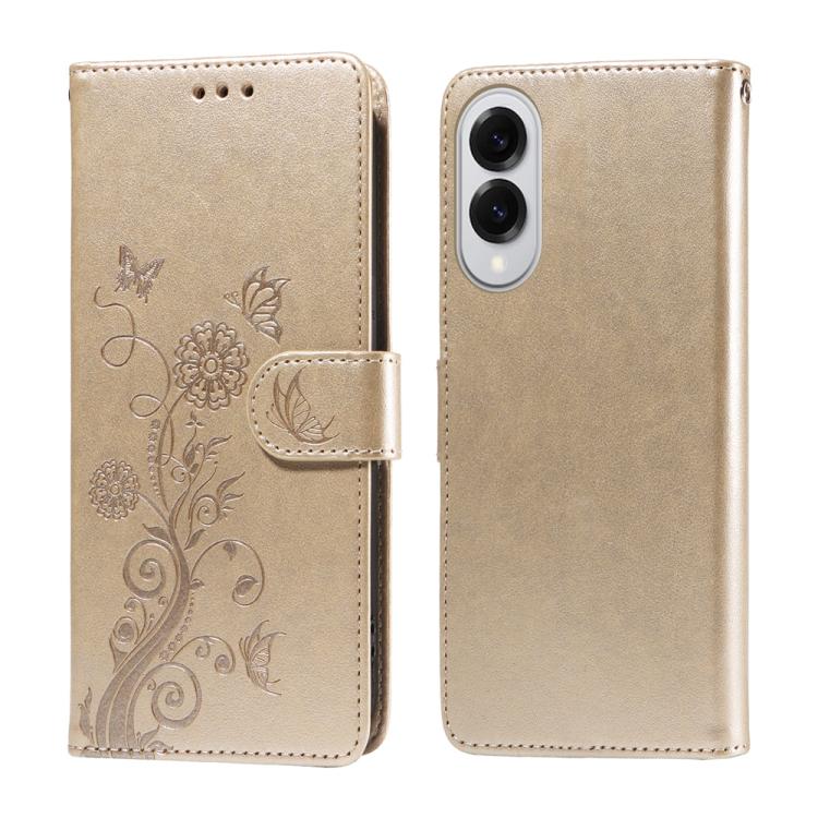 Custodia per telefono in pelle con fiori di farfalla in rilievo, For Galaxy S26 5G, For Galaxy S25 Edge 5G, For Galaxy S25 5G, For Galaxy S25+ 5G