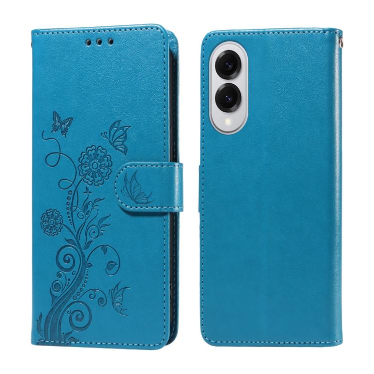 Custodia per telefono in pelle con fiori di farfalla in rilievo, For Galaxy S26 5G, For Galaxy S25 Edge 5G, For Galaxy S25 5G, For Galaxy S25+ 5G