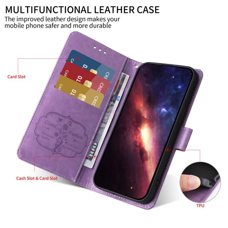 Custodia per telefono in pelle con fiori di farfalla in rilievo, For Galaxy S26 5G, For Galaxy S25 Edge 5G, For Galaxy S25 5G, For Galaxy S25+ 5G