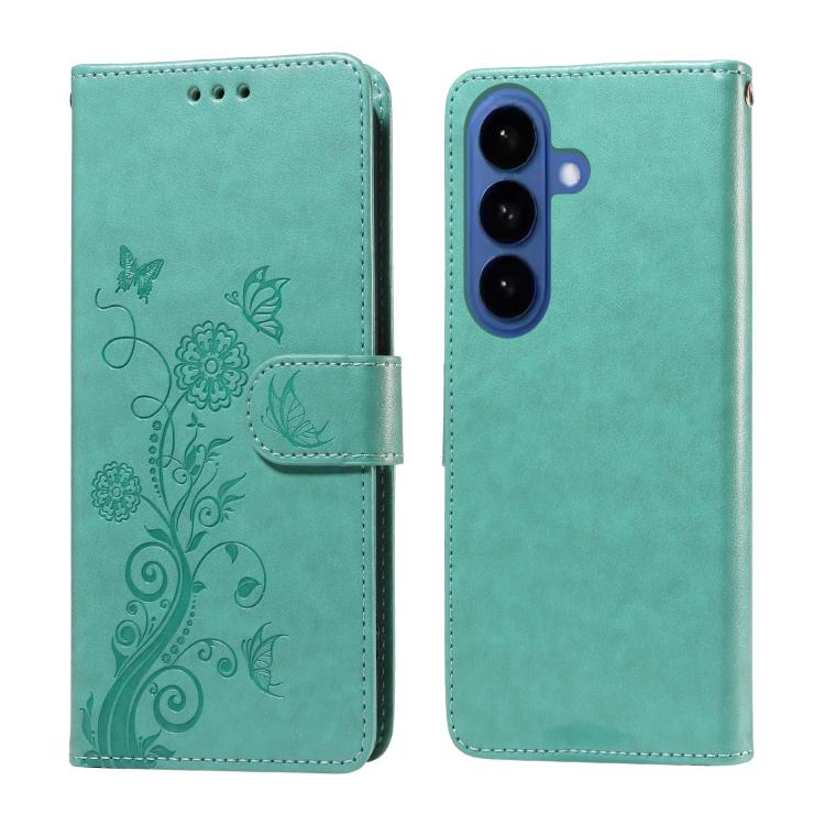 Custodia per telefono in pelle con fiori di farfalla in rilievo, For Galaxy S26 5G, For Galaxy S25 Edge 5G, For Galaxy S25 5G, For Galaxy S25+ 5G