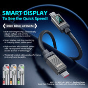 Cavo dati di ricarica rapida USB-Type-C con display digitale intelligente WK WDC-39 da 1,2 m e 66 W, WDC-39