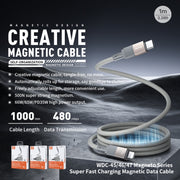 Cavo dati magnetico di ricarica rapida da tipo C a tipo C WK WDC-46 Magneto Series 1 m 65 W, WDC-46