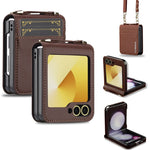 Custodia per telefono in PU con trama fine e satinata LC.IMEEKE L1 Series con cordino, For Galaxy Z Flip8 5G, For Samsung Galaxy Z Flip7 5G, For Samsung Galaxy Z Flip6, For Samsung Galaxy Z Flip5