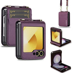 Custodia per telefono in PU con trama fine e satinata LC.IMEEKE L1 Series con cordino, For Galaxy Z Flip8 5G, For Samsung Galaxy Z Flip7 5G, For Samsung Galaxy Z Flip6, For Samsung Galaxy Z Flip5