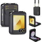 Custodia per telefono in PU con trama fine e satinata LC.IMEEKE L1 Series con cordino, For Galaxy Z Flip8 5G, For Samsung Galaxy Z Flip7 5G, For Samsung Galaxy Z Flip6, For Samsung Galaxy Z Flip5
