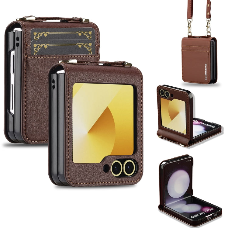 Custodia per telefono in PU con trama fine e satinata LC.IMEEKE L1 Series con cordino, For Galaxy Z Flip8 5G, For Samsung Galaxy Z Flip7 5G, For Samsung Galaxy Z Flip6, For Samsung Galaxy Z Flip5