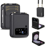 Custodia per telefono in PU con trama fine e satinata LC.IMEEKE L1 Series con cordino, For Samsung Galaxy Z Flip3 5G