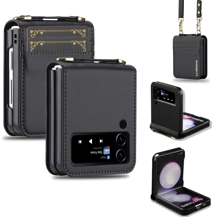 Custodia per telefono in PU con trama fine e satinata LC.IMEEKE L1 Series con cordino, For Samsung Galaxy Z Flip3 5G